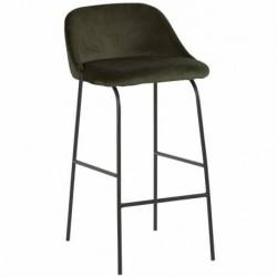 Tabouret de Bar Aéro Army Athezza Chaise Haute Cosy en Métal et Velours 49x51x92cm