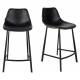 Lot de 2 Chaises de Bar Polyuréthane Franky Dutchbone Vintage Tendance Sièges Haut Noir 50x54x106cm