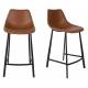 Lot de 2 Chaises de Bar Polyuréthane Franky Dutchbone Vintage Tendance Sièges Haut Marron 50x54x106cm