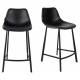 Lot de 2 Chaises de Bar Polyuréthane Franky Dutchbone Vintage Tendance Sièges Haut Noir 45x52x91cm