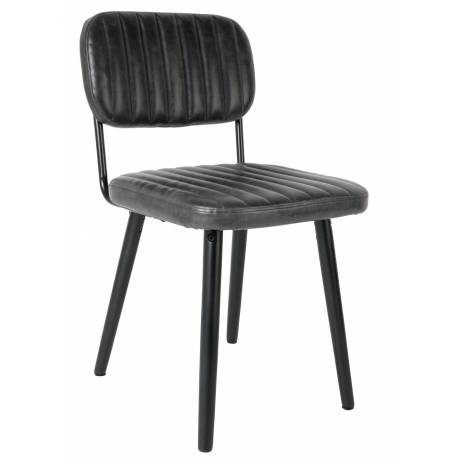Chaise Jake Worn Signée Woody Siège de Table Vintage en Polyuréthane Noir 46x58x81cm
