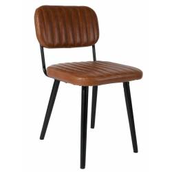 Chaise Jake Worn Signée Woody Siège de Table Vintage en Polyuréthane Marron 46x58x81cm