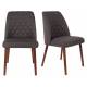 Lot de 2 Chaises Design Conway Woody Sièges de Table Séjour Chic et Tendance en Tissu Gris 48x56x85cm