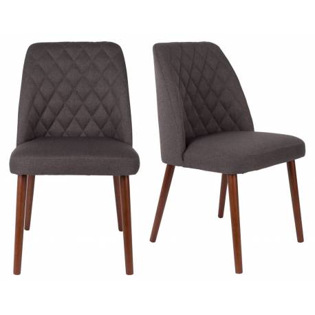 Lot de 2 Chaises Design Conway Woody Sièges de Table Séjour Chic et Tendance en Tissu Gris 48x56x85cm