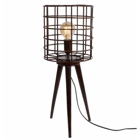 Luminaire Indus Lampe à Poser Tendance d'Appoint en Acier Marron 31x31x64cm