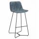 Tabouret de Bar Rutano Pétrole Signé Athezza Chaise Haute Velours et Métal 48x57x103cm