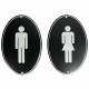 Lot de 2 Plaques Décoratives Symbole Homme Femme pour WC en Métal Noir et Blanc 10x15cm