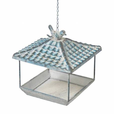 Nichoir Style Pagode Mangeoire à Oiseaux avec Chainette en Fer 20x20x23cm