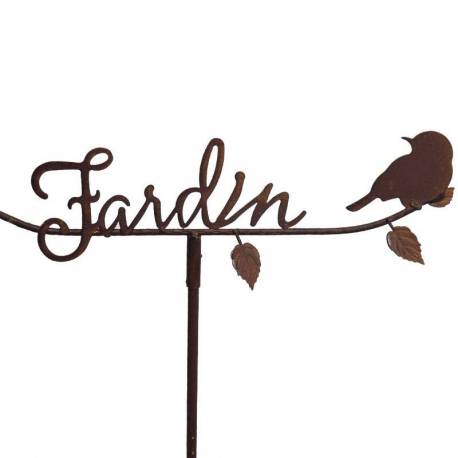 Tuteur Pic de Jardin Inscription Jardin Tige en Fer Patiné Rouille 6x55x119cm
