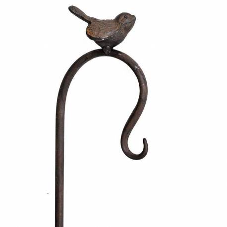 Grand Tuteur à Plante Lanterne Pic de Jardin avec Potence en Métal Patiné Marron 5x12x156cm