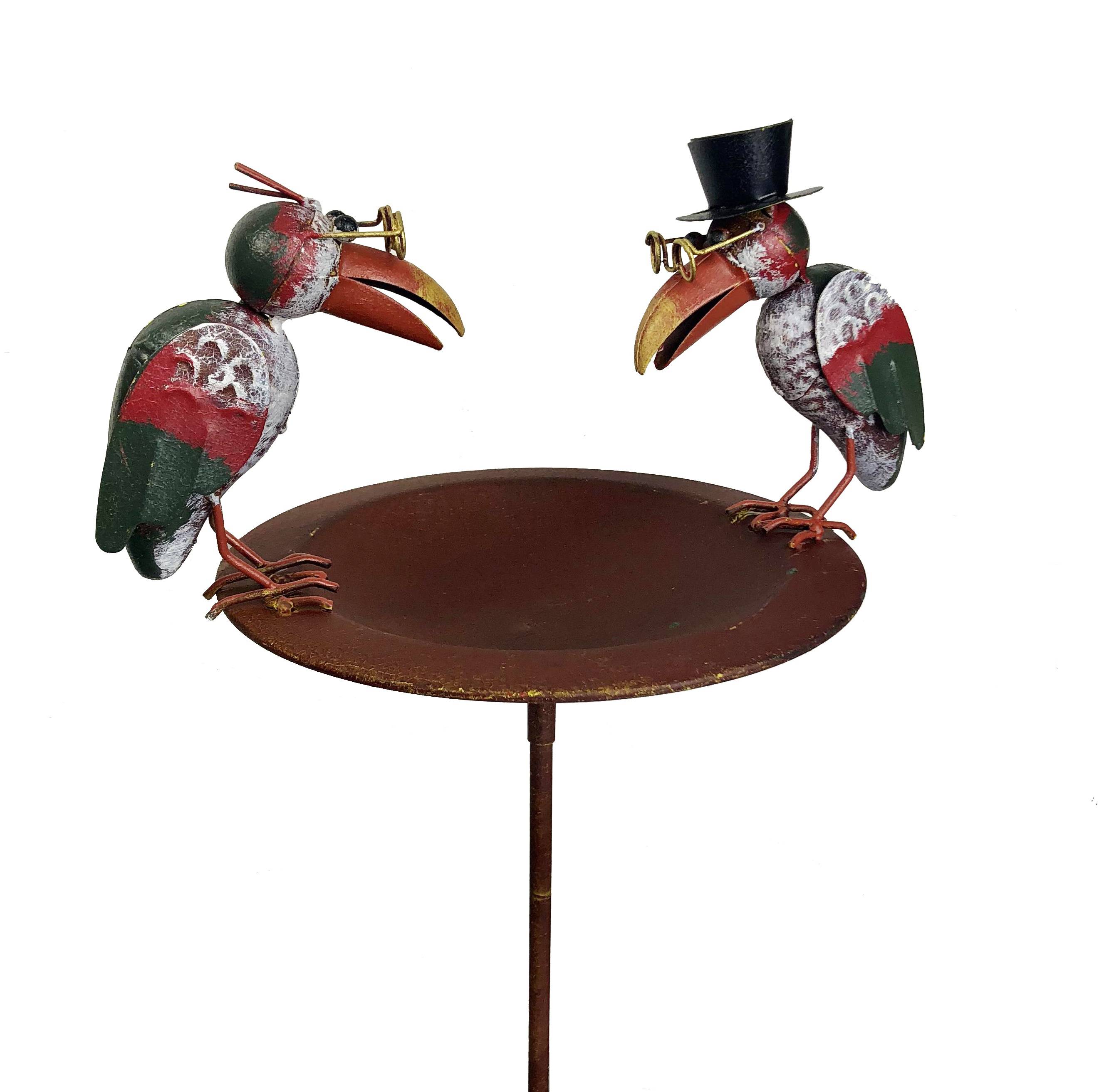 Mangeoire à Oiseaux Nichoir sur Pic Mobile Corbeaux en Métal 22,5x29x107cm  - L'Héritier du Temps