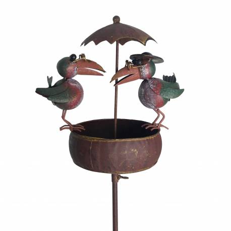Mangeoire à Oiseaux Nichoir sur Pic Mobile Corbeaux en Métal 22,5x29x107cm