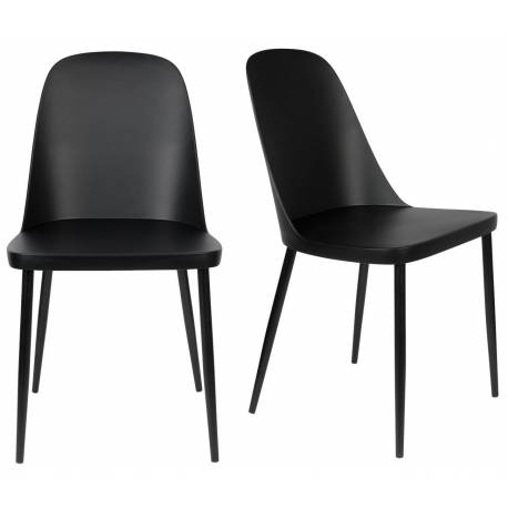 Lot de 2 Chaises Design Woody Chaise de Table PIP Noire 46x53,5x85cm