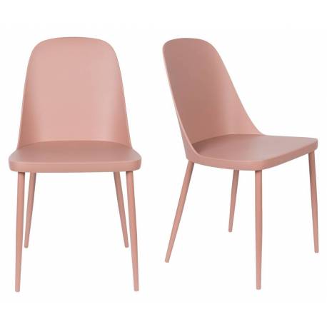 Lot de 2 Chaises Design Woody Chaise de Table PIP Rose 46x53,5x85cm