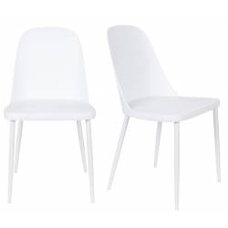 Lot de 2 Chaises Design Woody Chaise de Table PIP Blanche 46x53,5x85cm