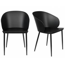 Lot de 2 Chaises Design Woody Fauteuils de Table GIGI Noire 53,5x57x81cm