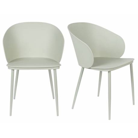 Lot de 2 Chaises Design Woody Fauteuils de Table GIGI Vert 53,5x57x81cm