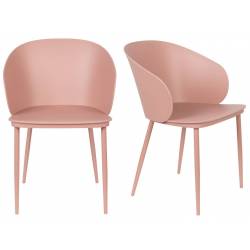 Lot de 2 Chaises Design Woody Fauteuils de Table GIGI Rose 53,5x57x81cm