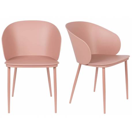 Lot de 2 Chaises Design Woody Fauteuils de Table GIGI Rose 53,5x57x81cm