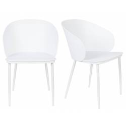 Lot de 2 Chaises Design Woody Fauteuils de Table GIGI Blanche 53,5x57x81cm