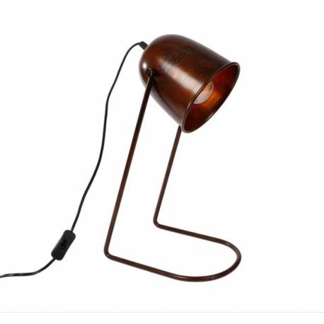 Lampe de Bureau à Poser en Métal Patiné Marron 19x25x47cm