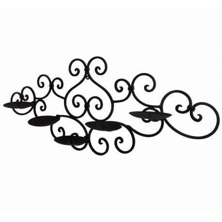 Applique Murale Bougeoir 5 Coupelles ou Candélabres 5 Bougies à Fixer en Fer Patiné Marron 13x30,5x75cm