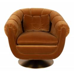 Fauteuil Lounge Member Dutchbone Style Art Déco en Velours Whisky 79x82x88cm