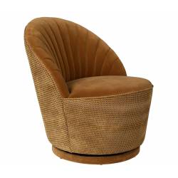 Fauteuil Lounge Madison Dutchbone Assise Design Art Déco en Velours Whisky 67x76x78cm