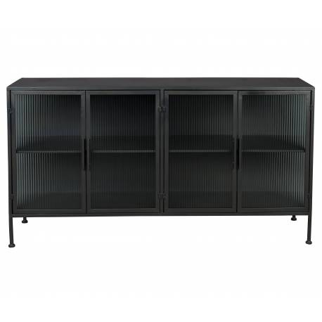 Buffet Boli Dutchbone Meuble de Rangement Bahut en Acier et Verre 35x80x150cm