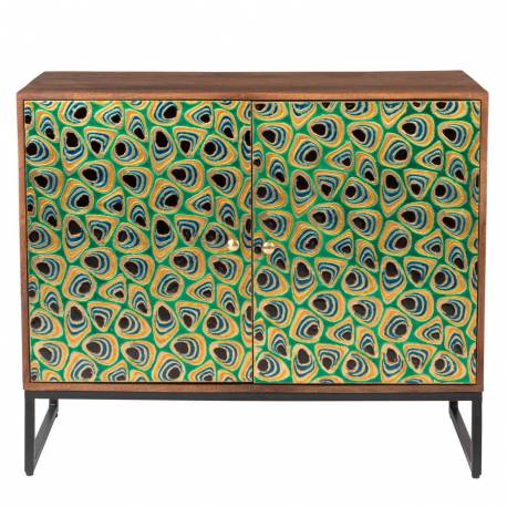 Cabinet Meena Dutchbone 2 Portes Bahut de Rangement en Bois et Métal 40x80x95cm