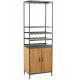 Armoire Pour Bouteilles et Verres à Vin J-Line Vinothèque en Métal et Bois Naturel 40x60x180cm