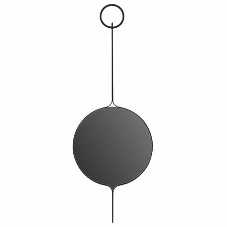 Miroir Anneaux Simple Sunko Athezza Glace Ronde à Suspendre e Métal Noir 1,8x31x85cm