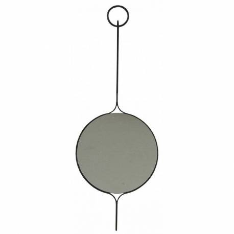 Miroir Anneaux Simple Sunko Athezza Glace Ronde à Suspendre e Métal Noir 1,8x23x62,5cm