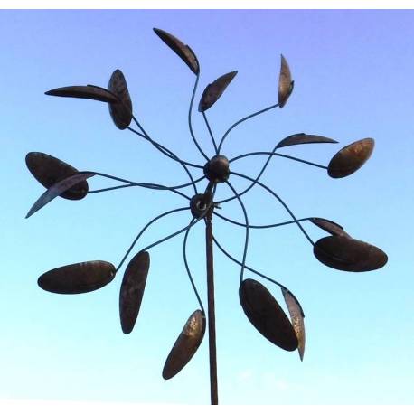 Sublime Eolienne Cuillère sur Pic Mobile de Jardin en Acier Brut 25x80x230cm