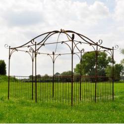Grande Tonnelle Rectangulaire Gloriette de Jardin en Acier Brut Oxydé 250x300x320cm