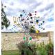 Majestueuse Eolienne Double Hélices Tuteur Mobile de Jardin en Acier Coloré 25x86x230cm