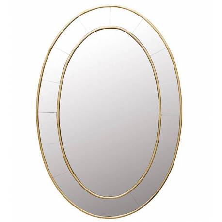 Miroir Oval Doré Signature Trumeau Glace Murale en Métal Doré 7x95x140cm