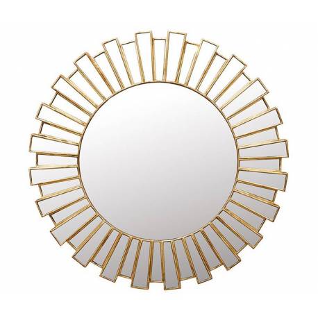 Miroir Solaire Signature Glace Ronde Murale en Métal Doré7x130x130cm