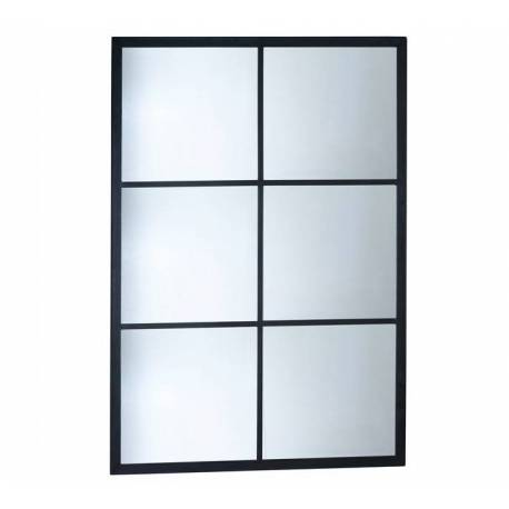Miroir Industriel Carré Signature Miroir Fenêtre Glace en Métal Noir 2,5x100x100cm