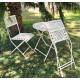 Salon de Jardin Auguste Table et Chaises de Jardin Ensemble d'Extérieur en Métal Blanc