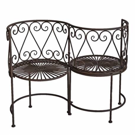 Banc Conversation Confident Causeuse Banquette en S en Métal Marron 53x85x105cm