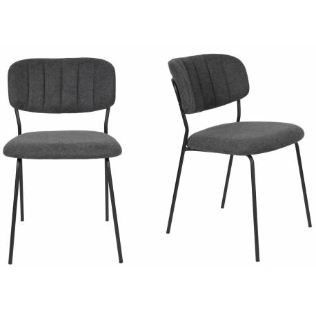 Lot de 2 Chaises Jolien No Name Assise de Table en Métal et Tissu Gris Foncé 49x56,5x79cm