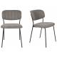 Lot de 2 Chaises Jolien Woody Assise de Table en Acier Noir et Tissu Gris 49x56,5x79cm