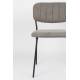 Lot de 2 Chaises Jolien Woody Assise de Table en Acier Noir et Tissu Gris 49x56,5x79cm