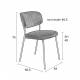 Lot de 2 Chaises Jolien Woody Assise de Table en Acier Noir et Tissu Gris 49x56,5x79cm