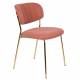 Lot de 2 Chaises Jolien Woody Assise de Table en Acier Couleur Or et Tissu Rose 49x56,5x79cm