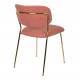 Lot de 2 Chaises Jolien Woody Assise de Table en Acier Couleur Or et Tissu Rose 49x56,5x79cm