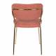 Lot de 2 Chaises Jolien Woody Assise de Table en Acier Couleur Or et Tissu Rose 49x56,5x79cm