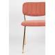 Lot de 2 Chaises Jolien Woody Assise de Table en Acier Couleur Or et Tissu Rose 49x56,5x79cm