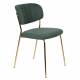 Lot de 2 Chaises Jolien Woody Siège de Table en Acier Couleur Or et Tissu Vert Foncé 49x56,5x79cm